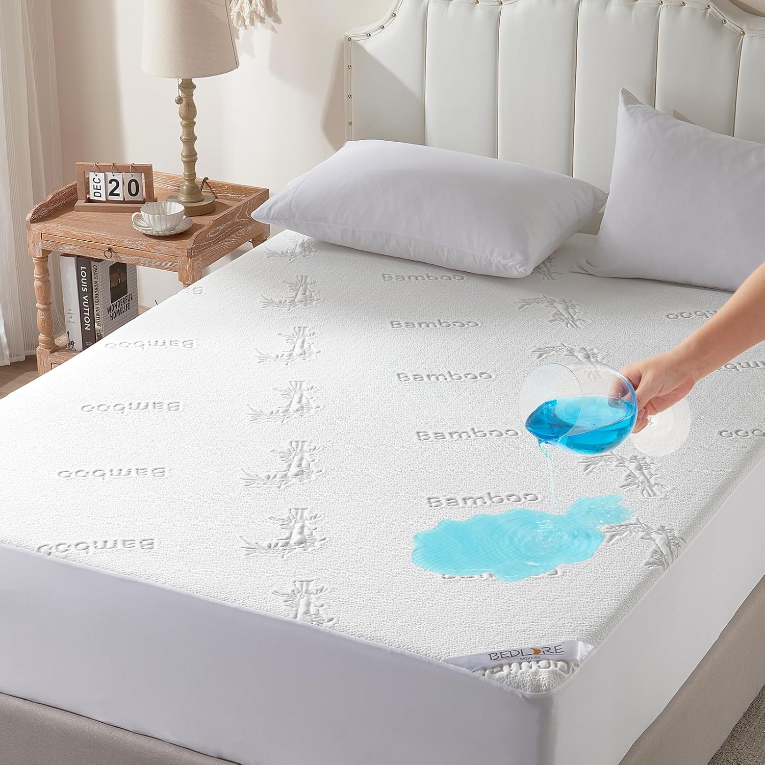 Bedlore® Deep Pocket Bamboo Mattress Protector, Waterproof and Soft ...