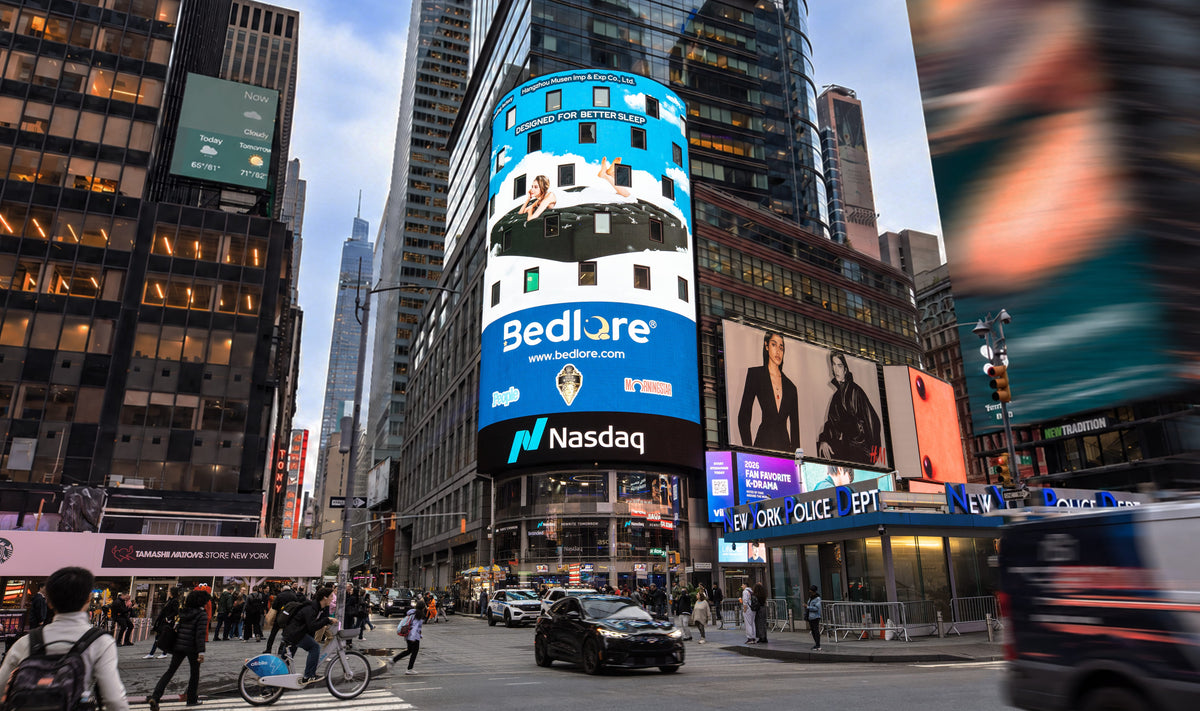 Bedlore Lights Up Times Square’s Nasdaq Screen with “Designed for Better Sleep”