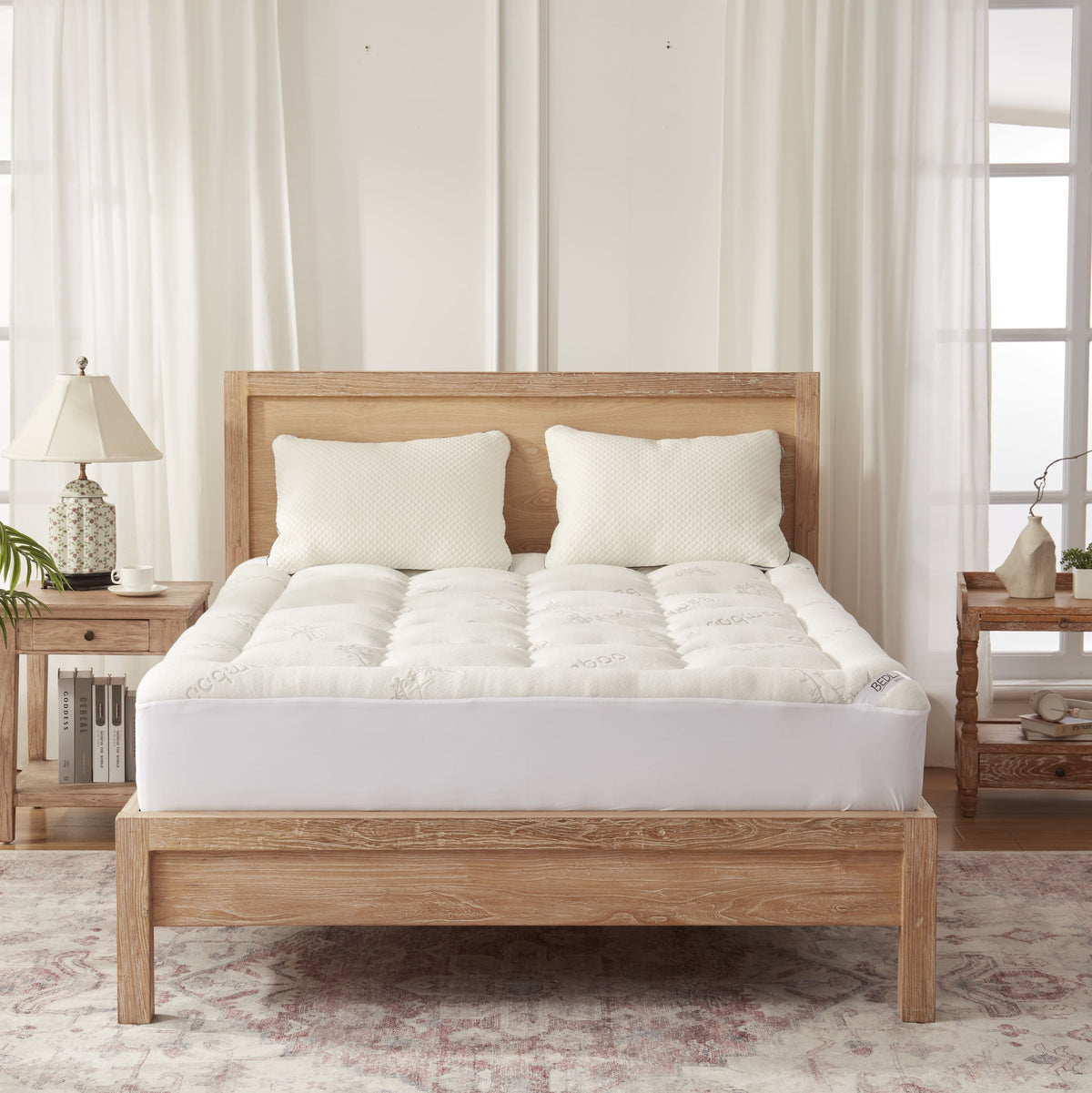 Bedlore® 3D Fill Luxurious Bamboo Mattress Topper, Soft and Cozy