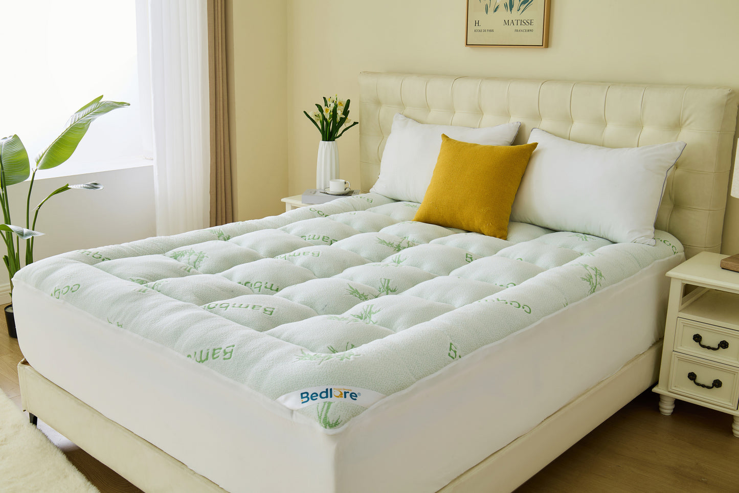 Bedlore® 3D Fill Bamboo Mattress Topper, Cooling & Deep Sleep