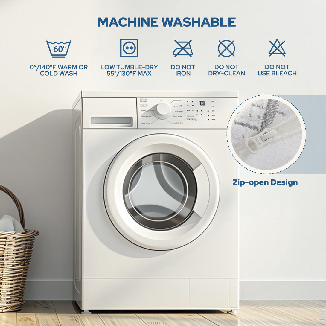 wash precautions of luck charm print waterproof mattress protector