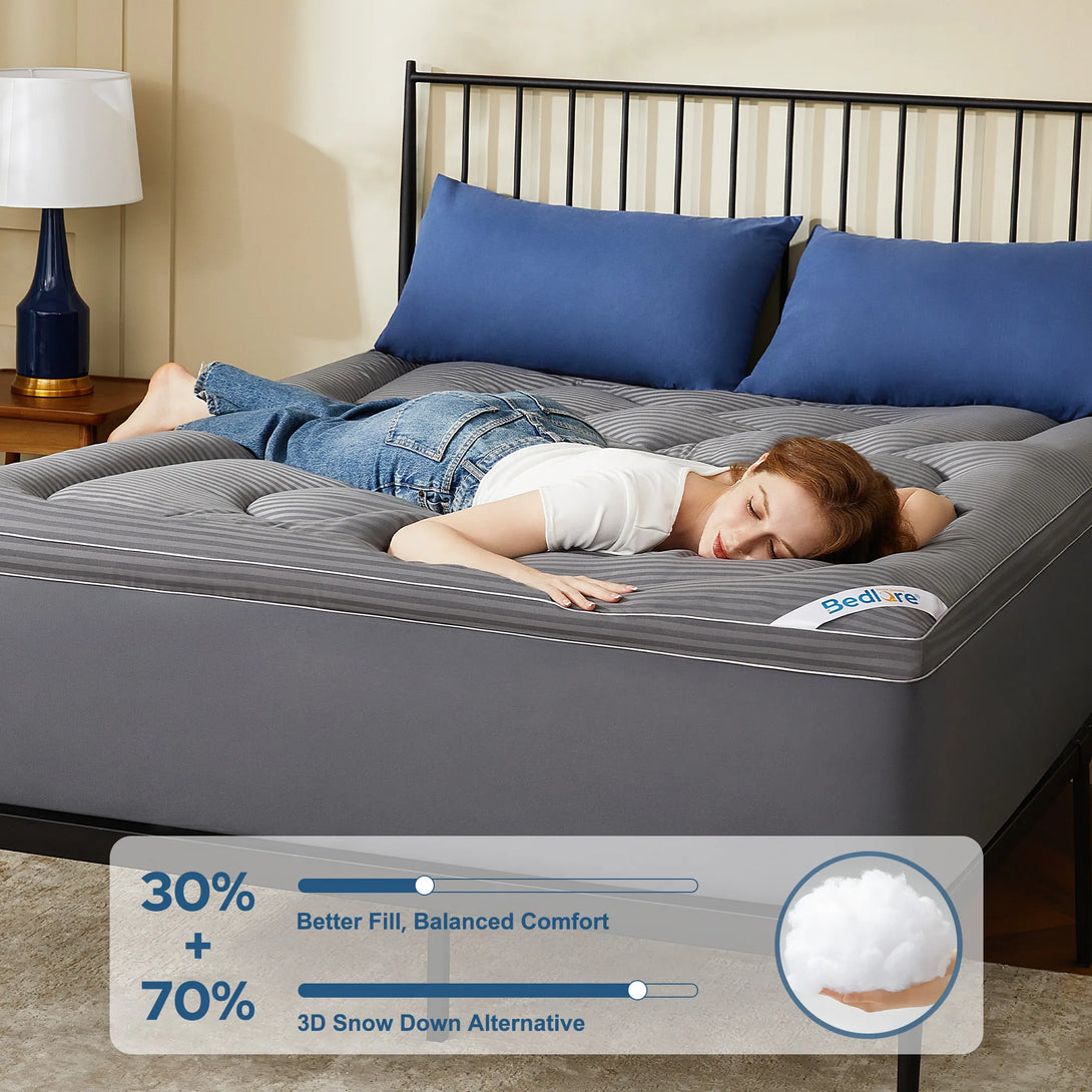 30% Better Fill plus 70% 3D Snow Down Alternative, gray