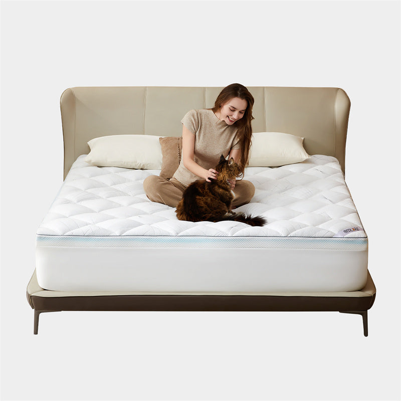 soft bamboo gel memory foam mattress topper 4in deep pocket, white