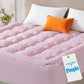 BEDLORE Mattress Topper Viscose Derived from Bamboo, Thick Pillow Top Mattress Pad with Stretchable Pockets for 6"-18" Mattress, Soft Breathable Mattress Topper for Back Pain Relief(Pink)
