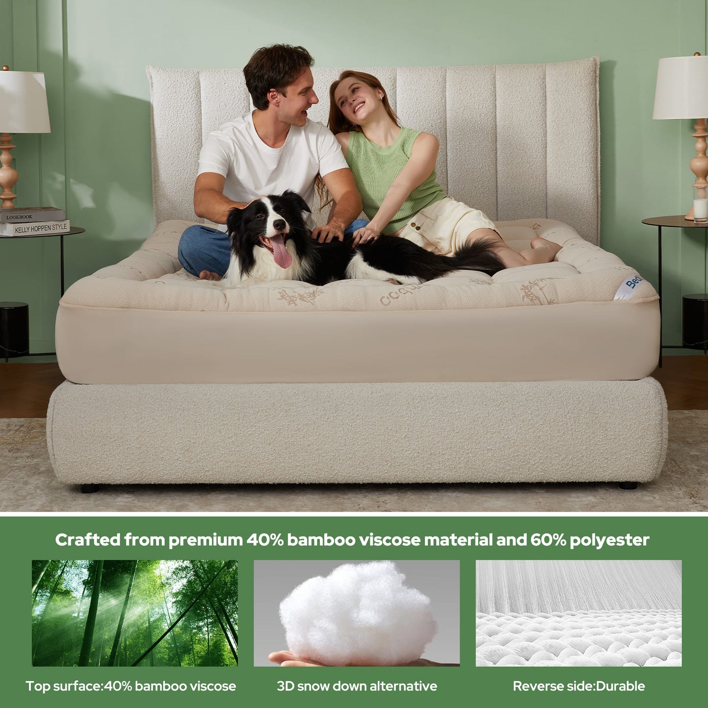 Bedlore® Matratzenauflage mit 3D-Füllung aus Bambusgewebe