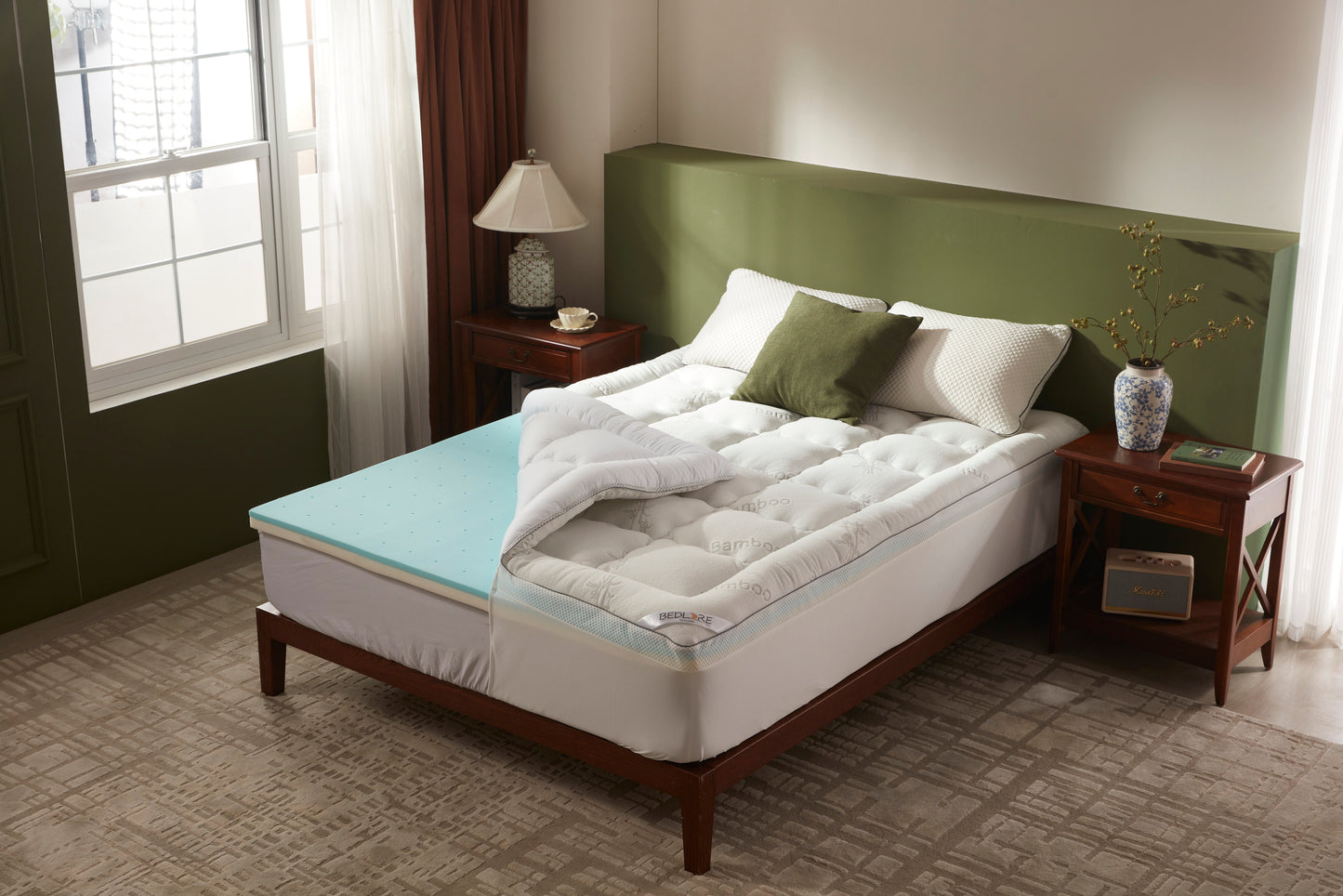 Bedlore®  4''  Bamboo Cooling Mattress Topper | Memory Foam Topper
