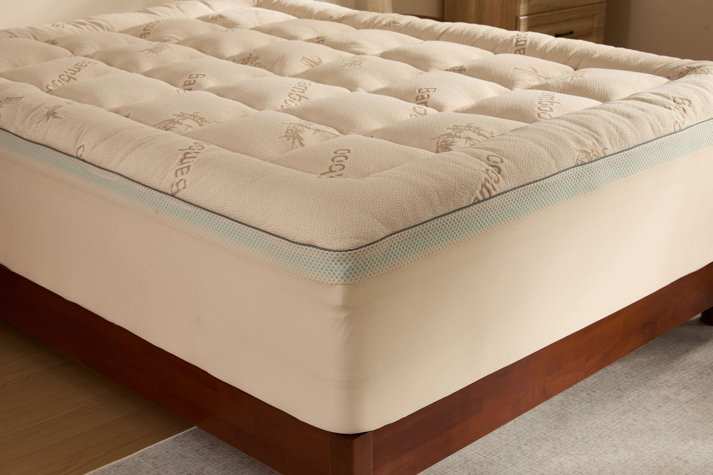 Bedlore® Bamboo Cooling Mattress Topper with 4'' Dual Memory Foam
