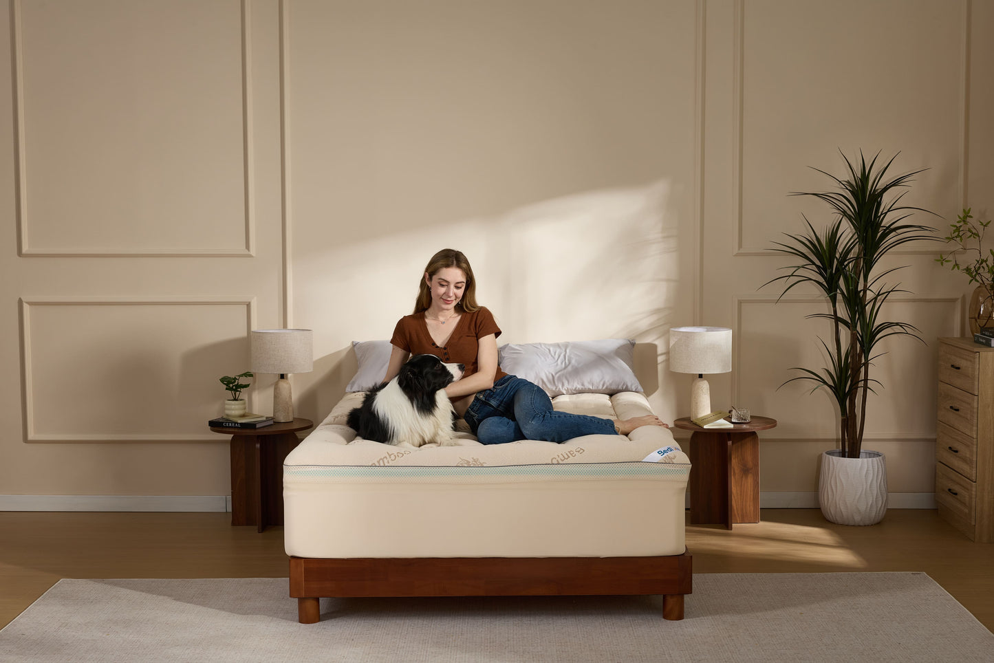 Bedlore® Bamboo Cooling Mattress Topper with 4'' Dual Memory Foam