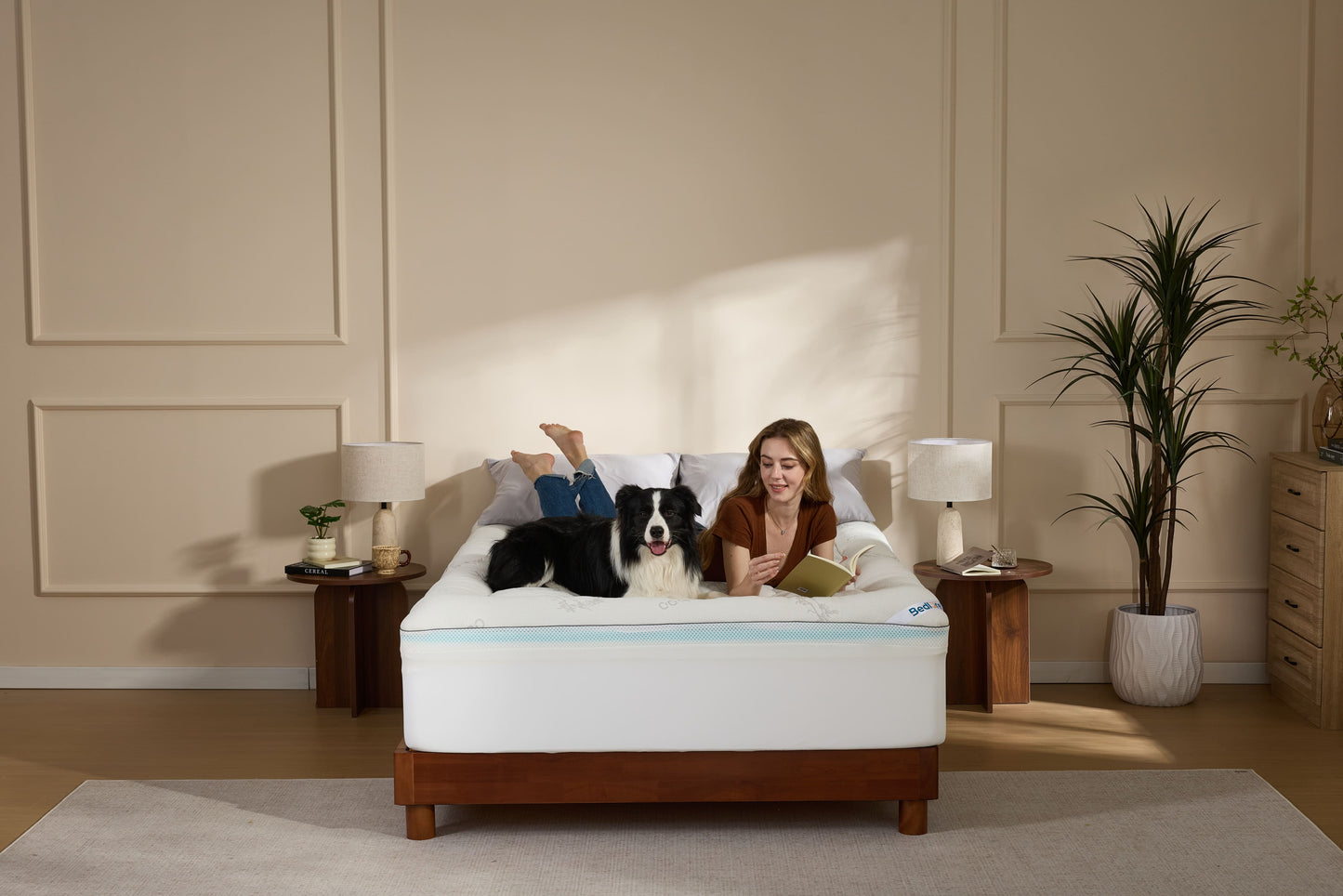 Bedlore® Bamboo Cooling Mattress Topper with 4'' Dual Memory Foam