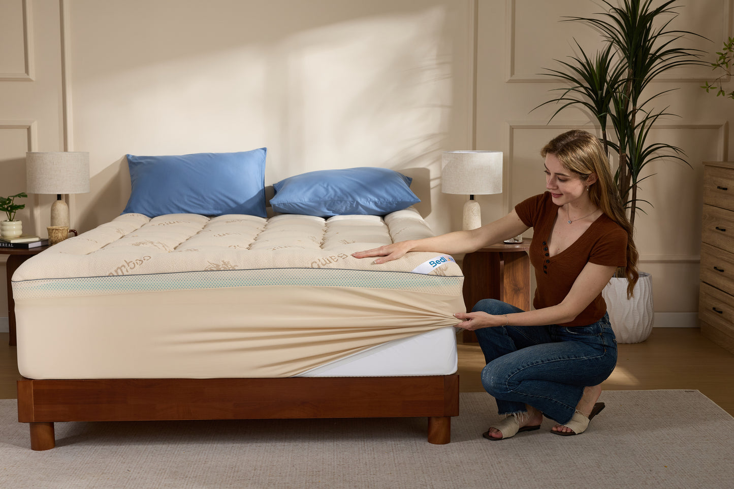Bedlore®  4''  Bamboo Cooling Mattress Topper | Memory Foam Topper