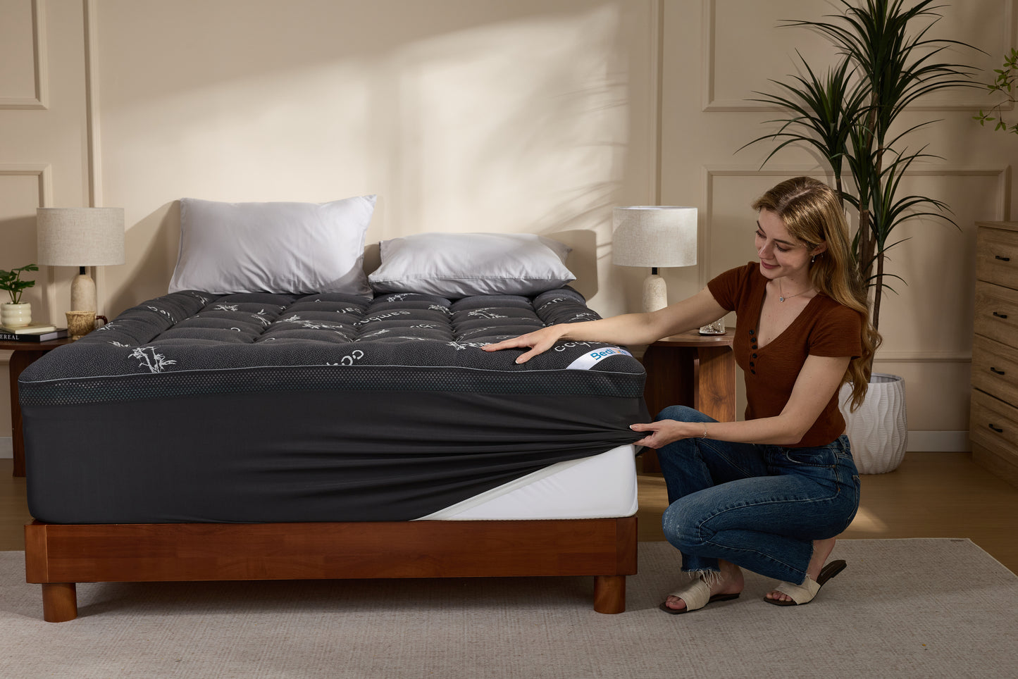 Bedlore®  4''  Bamboo Cooling Mattress Topper | Memory Foam Topper