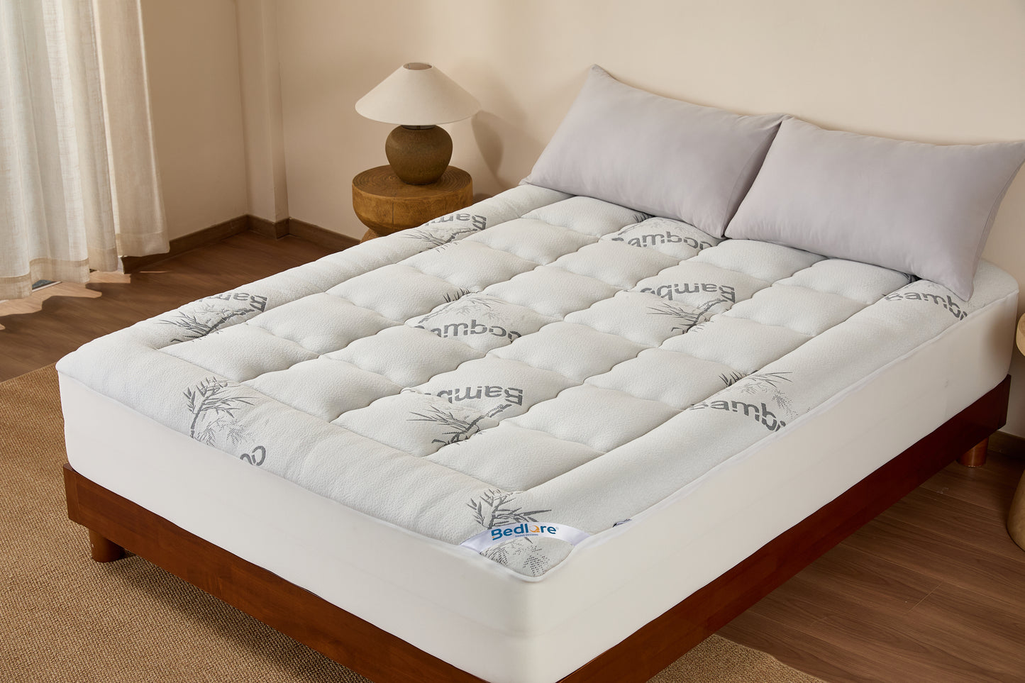 Bedlore® Plush Bamboo Mattress Topper, 800 GSM & Extra Fluffy