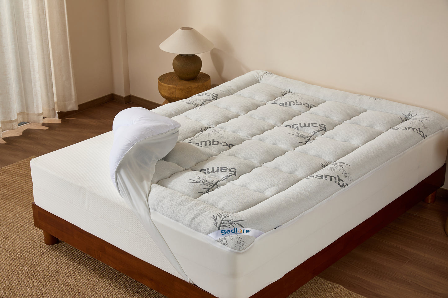 Bedlore® Plush Bamboo Mattress Topper, 800 GSM & Extra Fluffy