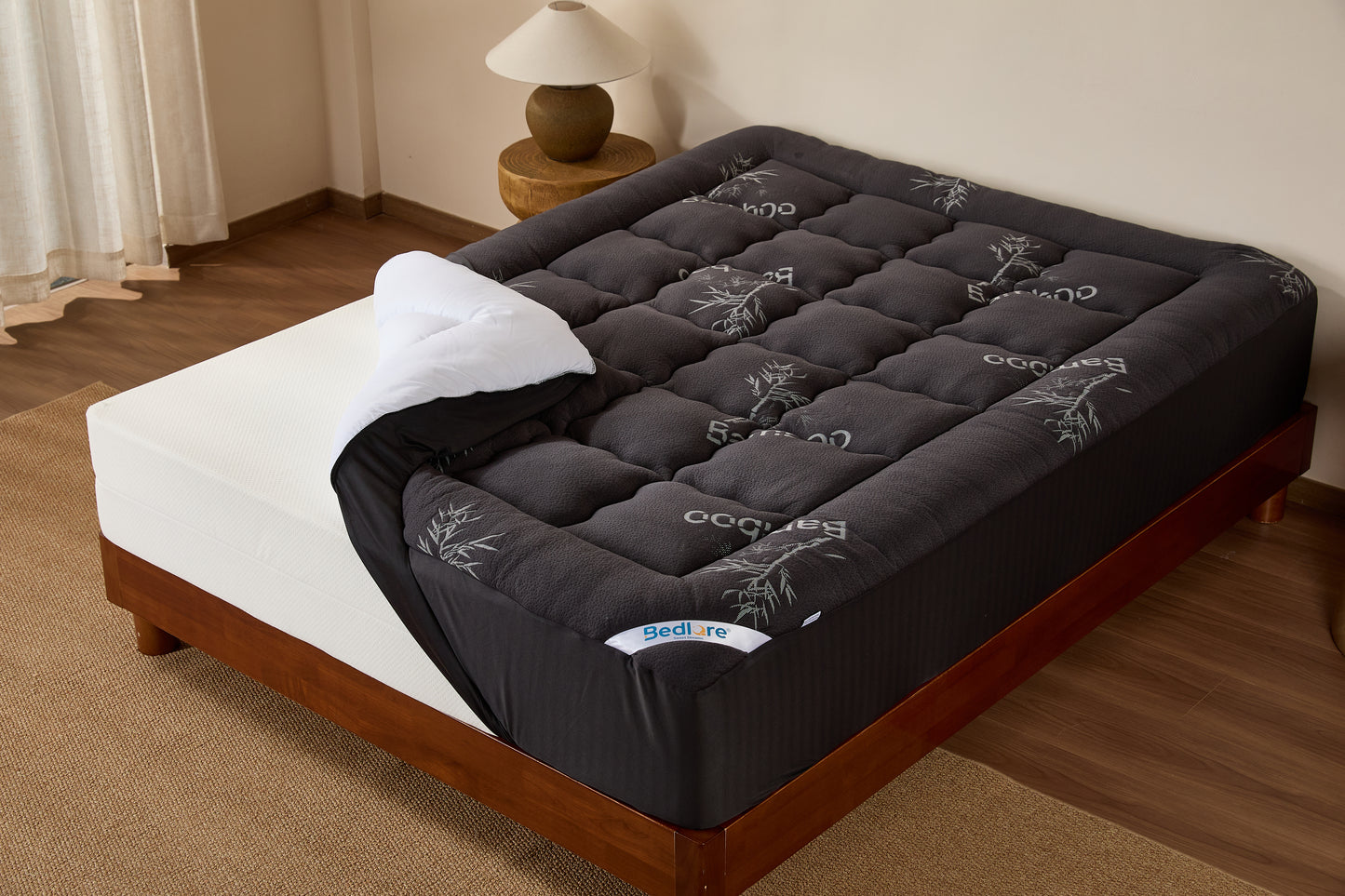 Bedlore® Plush Bamboo Mattress Topper, 800 GSM & Extra Fluffy