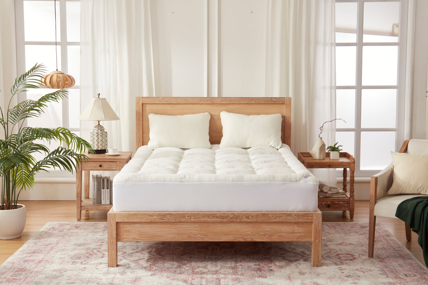 Bedlore® 3D Fill Bamboo Mattress Topper, Cooling & Deep Sleep