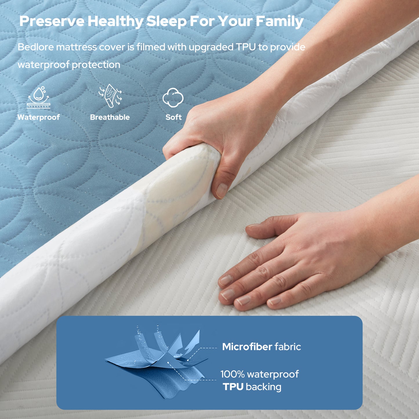 Bedlore® Skin-Friendly Waterproof Mattress Protector with Deep Pocket