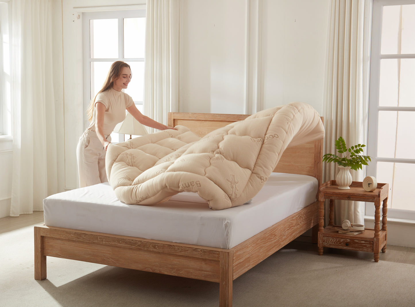 Bedlore® 3D Fill Bamboo Mattress Topper, Cooling & Deep Sleep