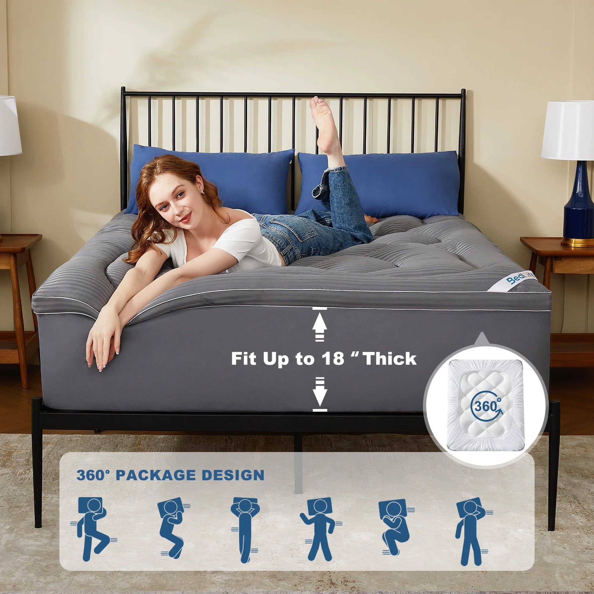 360°package design, fit up to 18" thick, gray