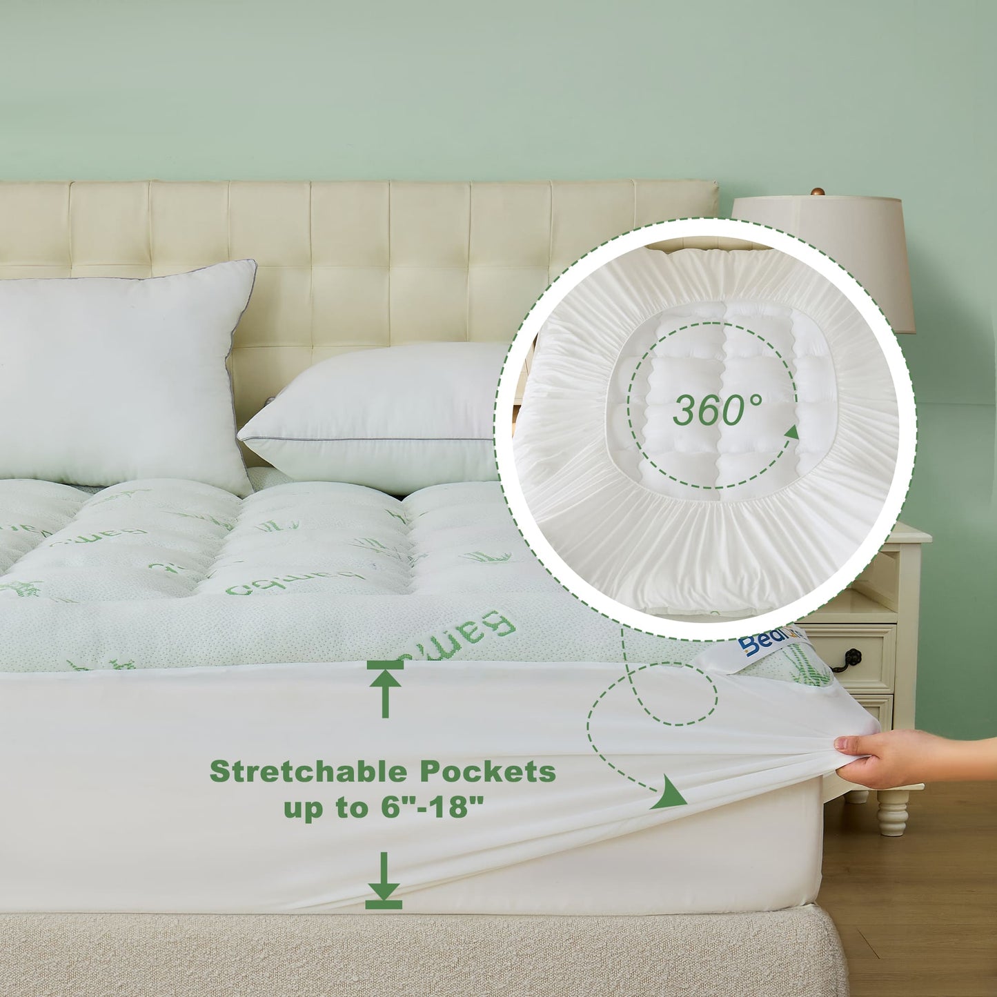 Bedlore® Matratzenauflage mit 3D-Füllung aus Bambusgewebe