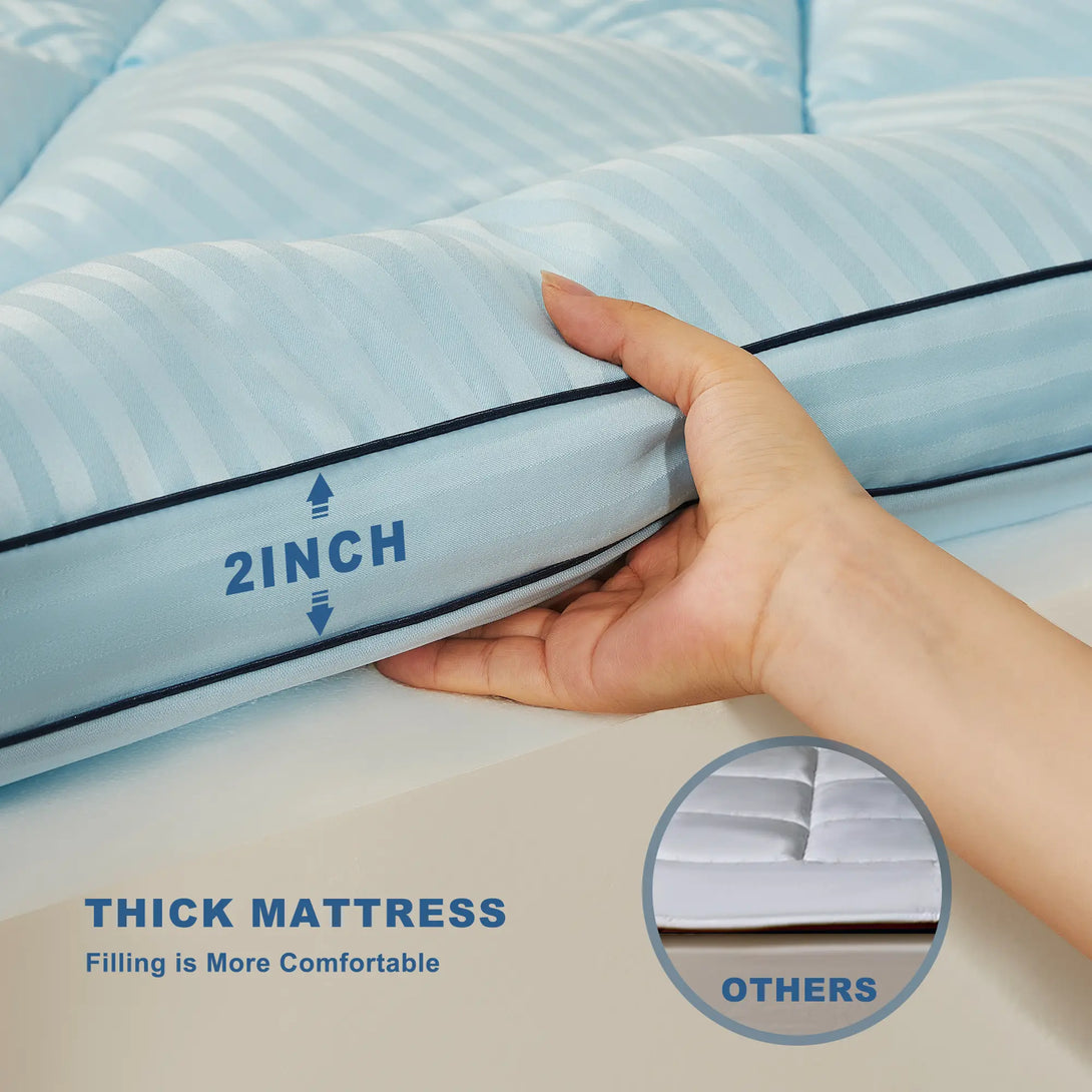 comfortable 2 inch thick mattress, blue
