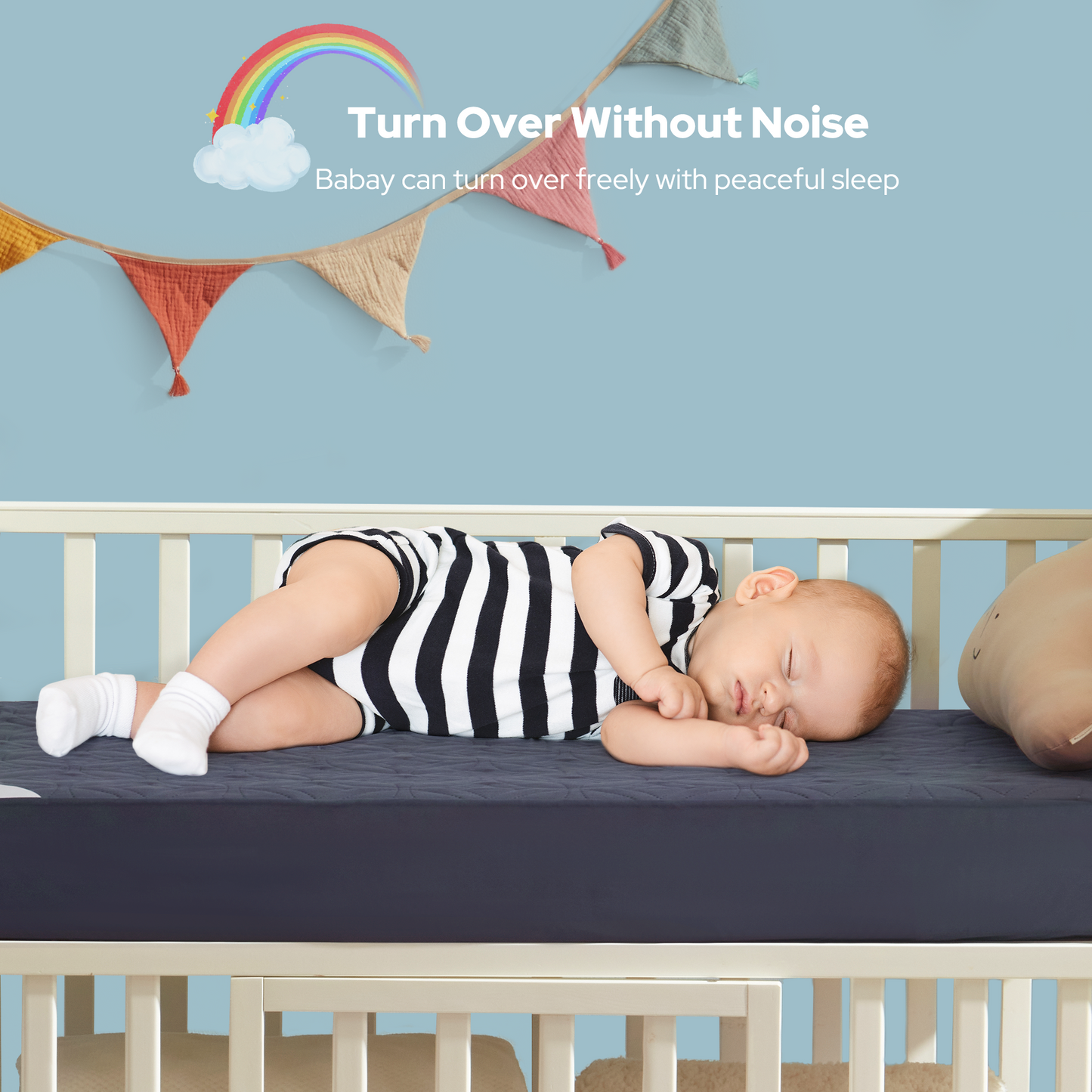 baby can turn over freely without noise, navy blue