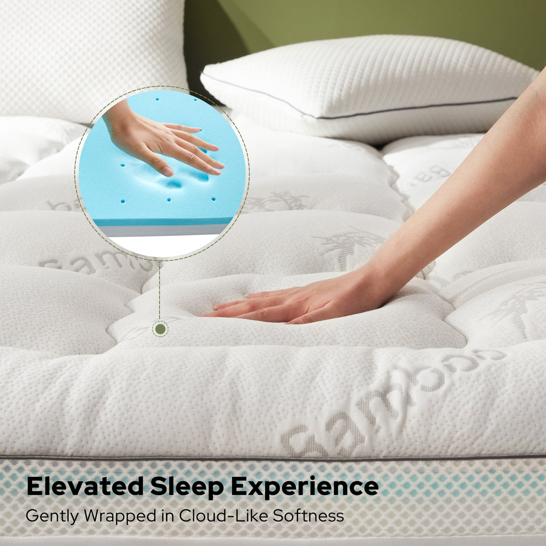 elevated sleep experience, gently wrapped in cloud-like softness, white
