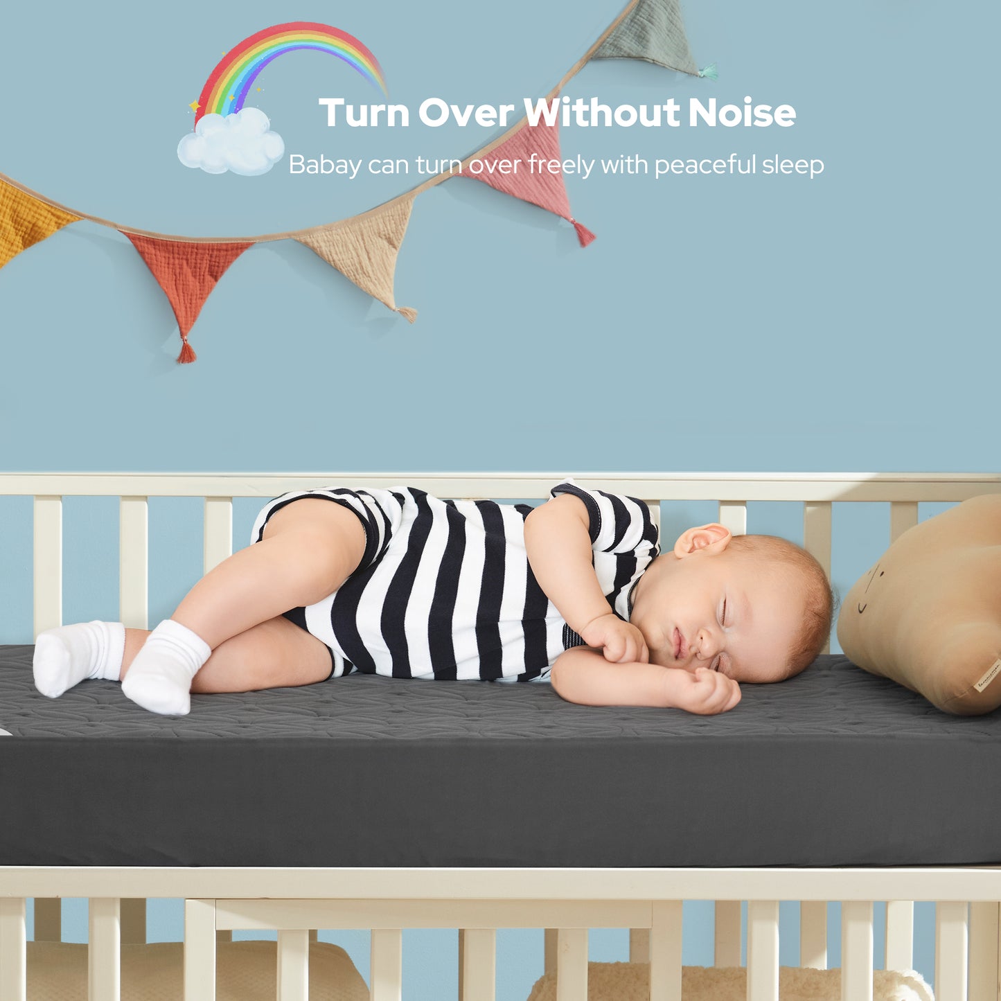 baby can turn over freely without noise, dark gray