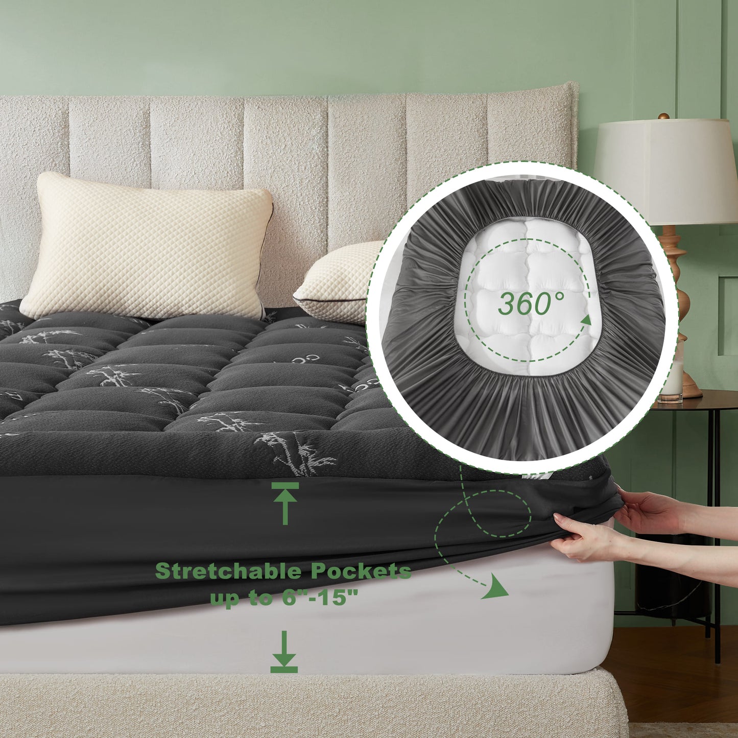 Bedlore® Matratzenauflage mit 3D-Füllung aus Bambusgewebe