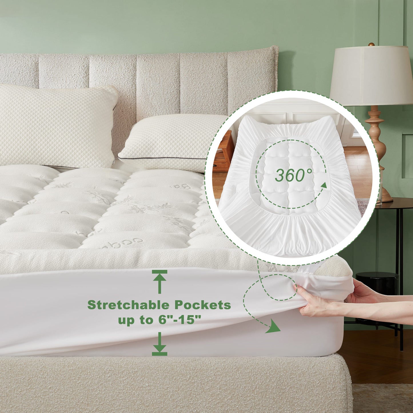 Bedlore® Matratzenauflage mit 3D-Füllung aus Bambusgewebe