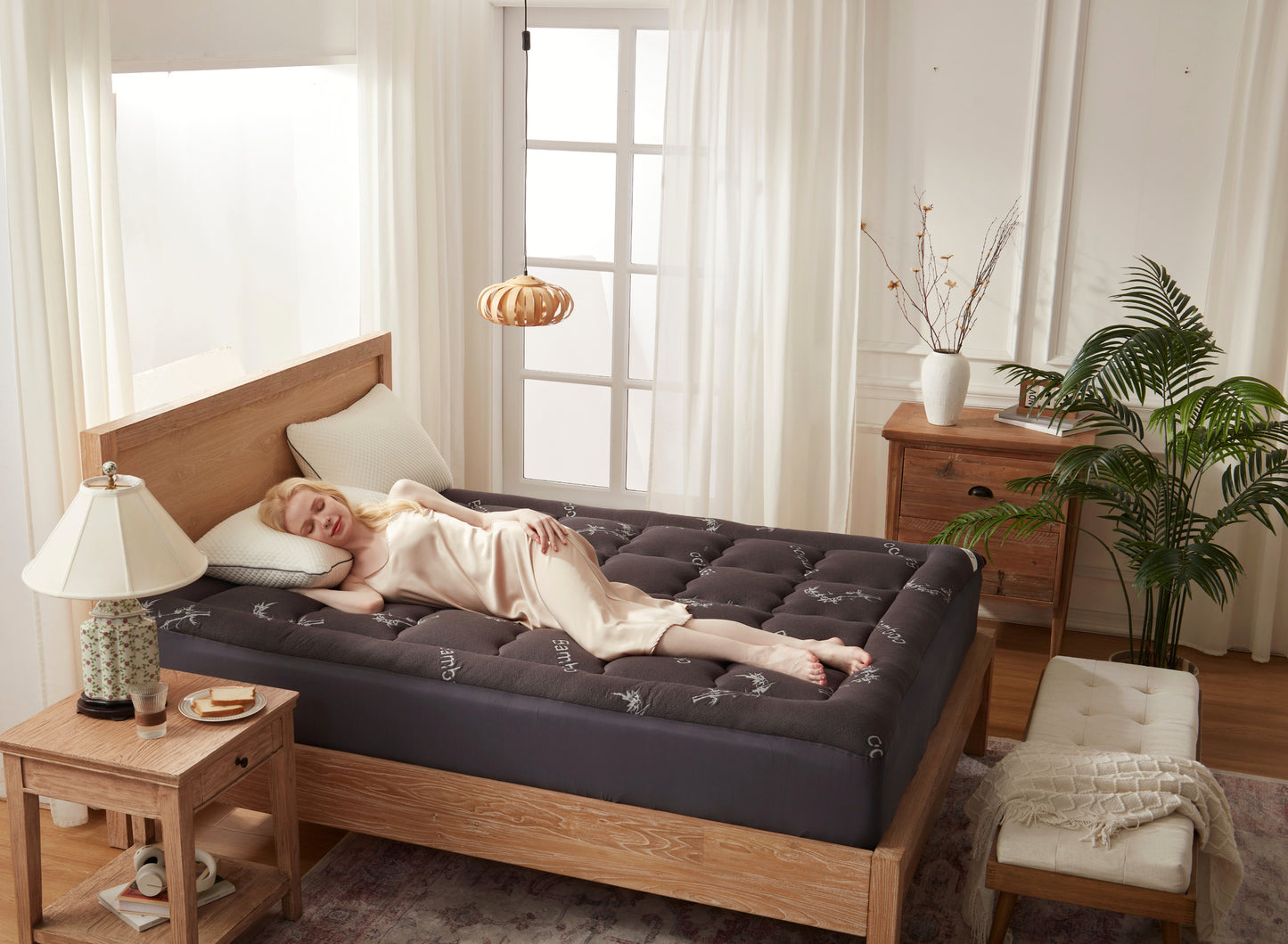 Bedlore® 3D Fill Bamboo Mattress Topper, Cooling & Deep Sleep
