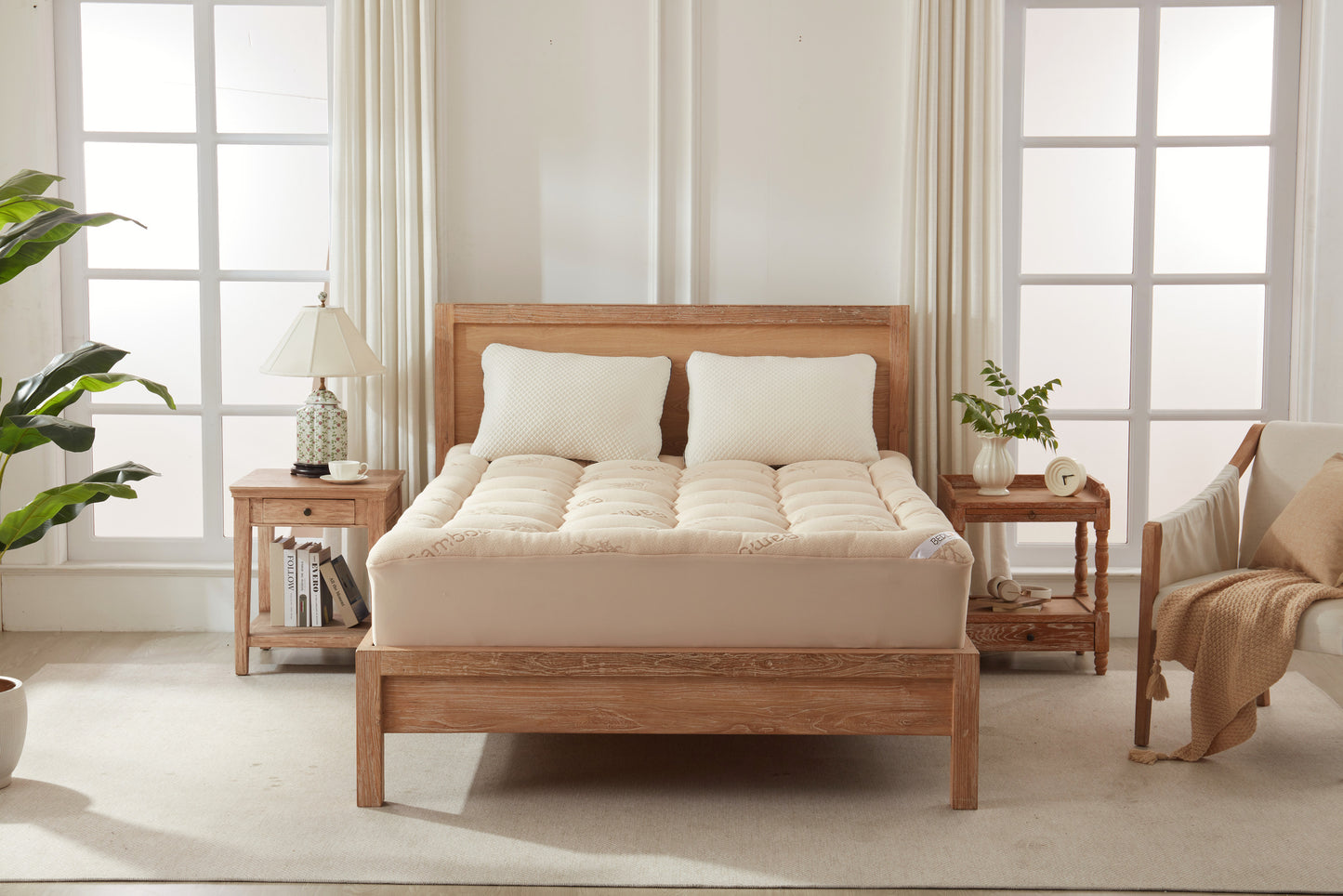 Bedlore® 3D Fill Bamboo Mattress Topper, Cooling & Deep Sleep
