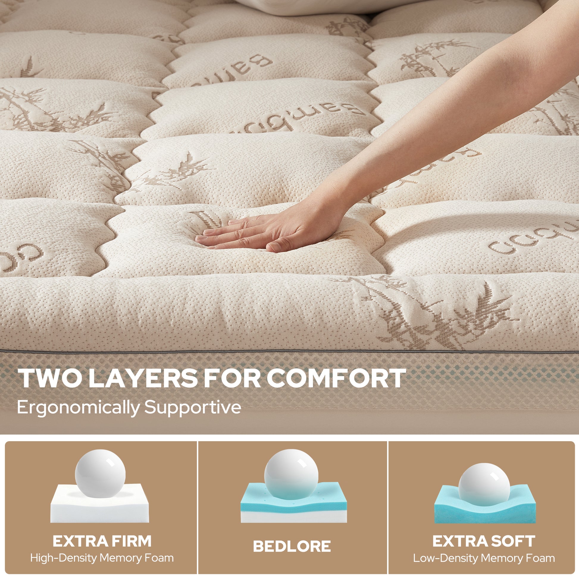 2 layers for comfort, ergonomically supportive, beige