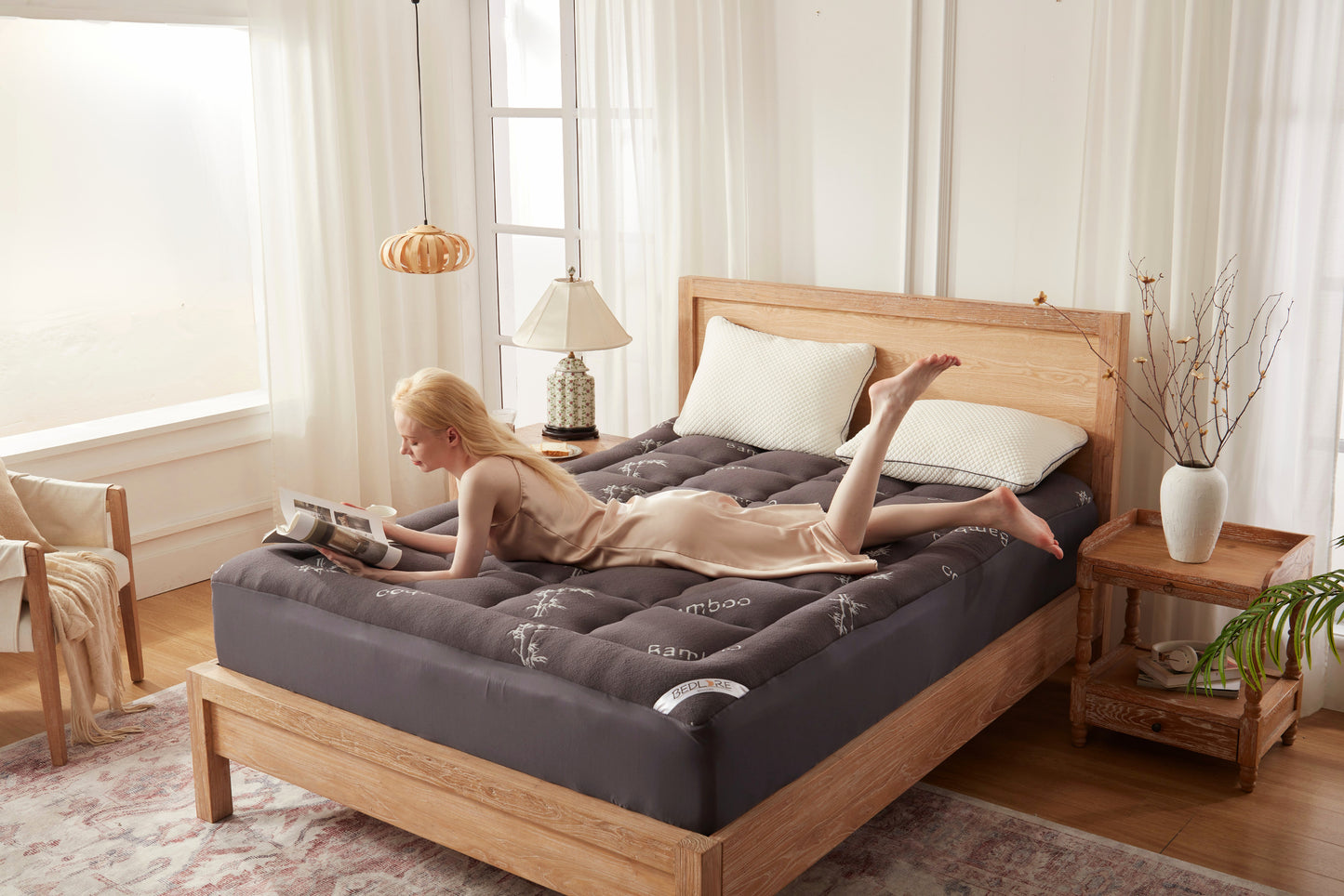 Bedlore® 3D Fill Bamboo Mattress Topper, Cooling & Deep Sleep