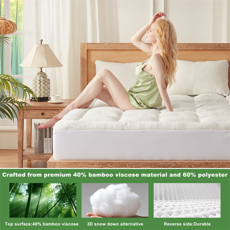 40% bamboo viscose material plus 60% polyester, make this mattress topper durable and soft