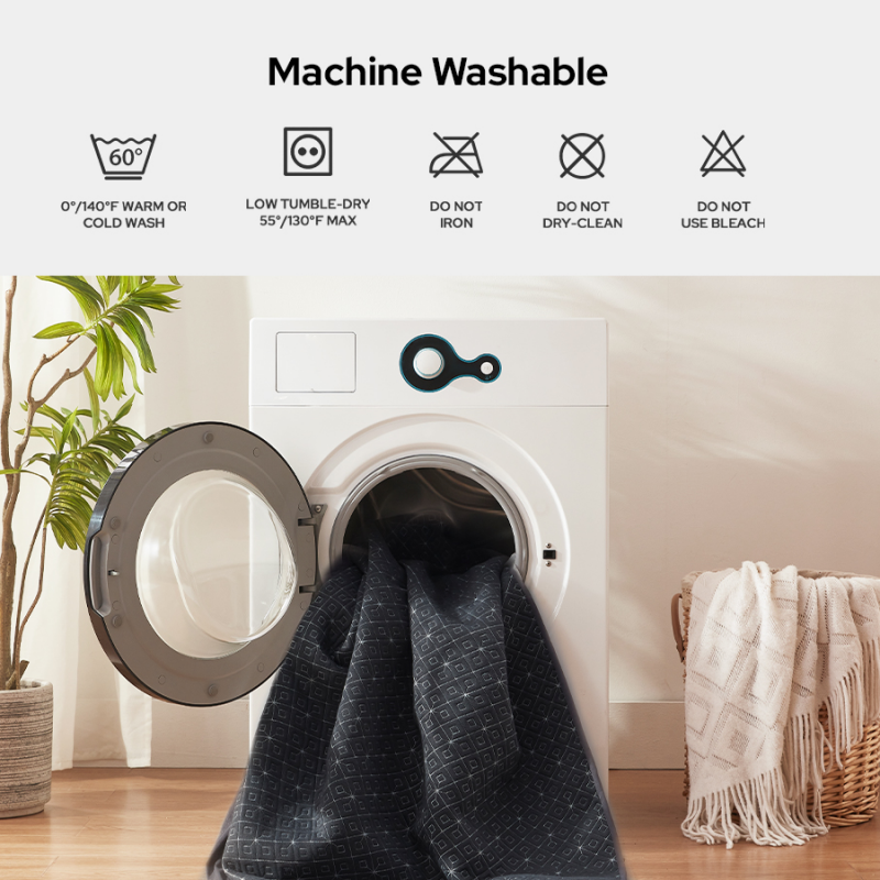 wash precautions of the prismatic print waterproof mattress protector, gray