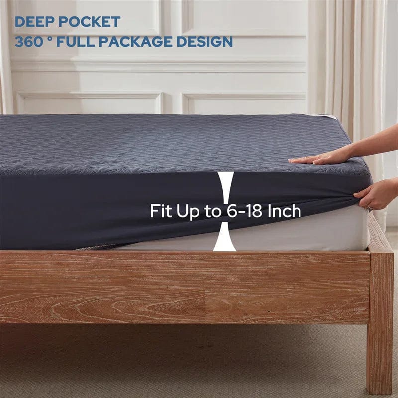 deep pocket 360° full package design, fit up to 6-18 inch, navy blue