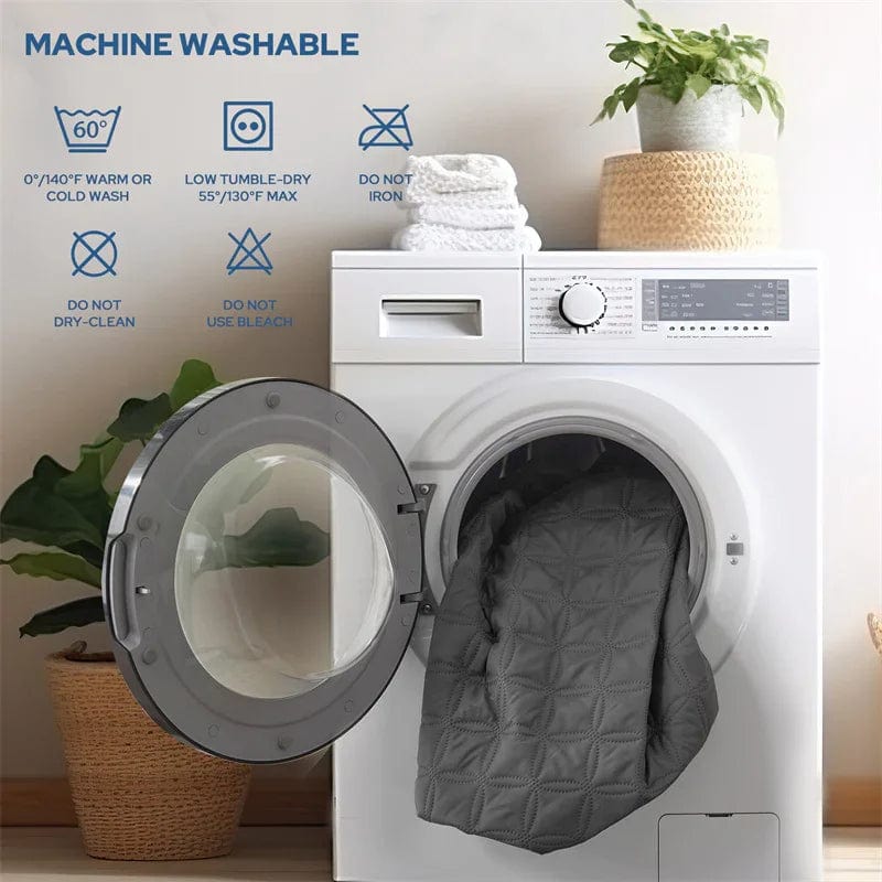 wash precautions of the waterproof luck charm print mattress protector, gray