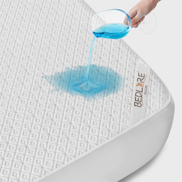 Bedlore® Waterproof Noiseless Deep Pocket Solid Color Prismatic Print Mattress Protector