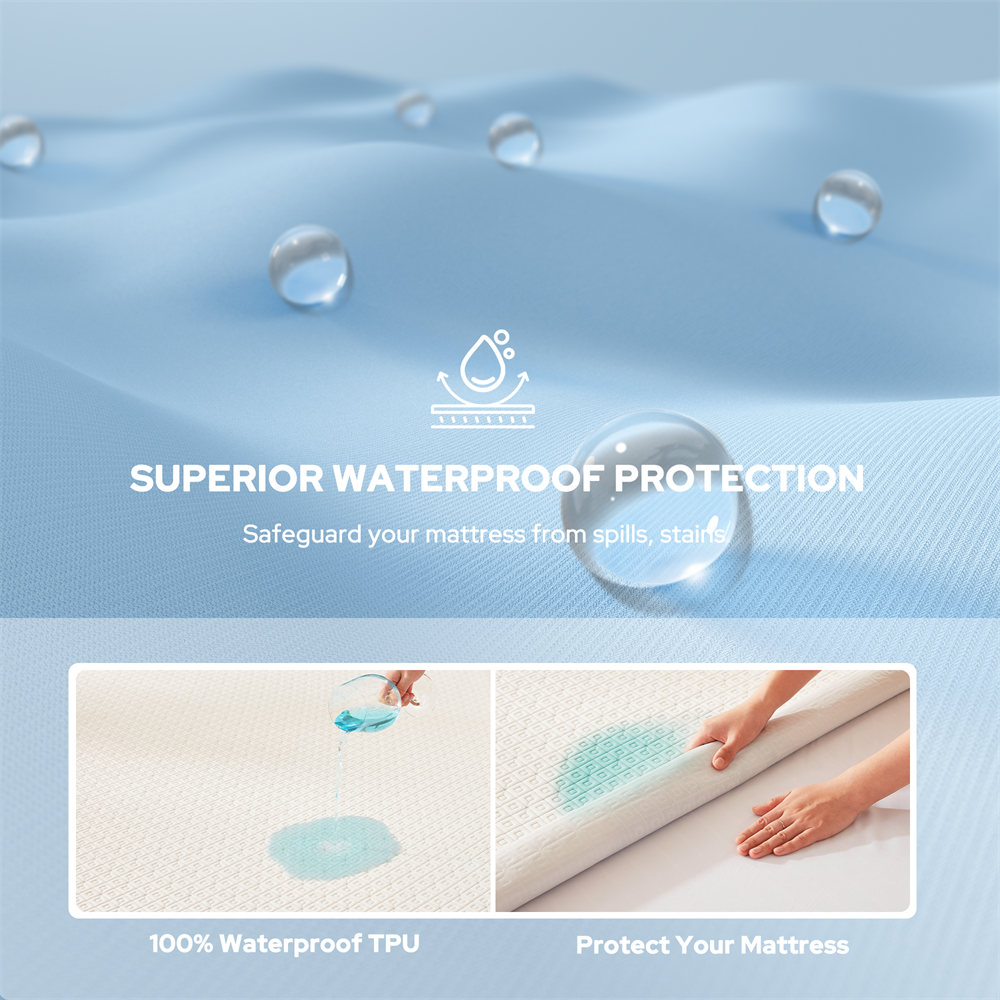 superior waterproof TPU safeguards your mattress from spills and stains