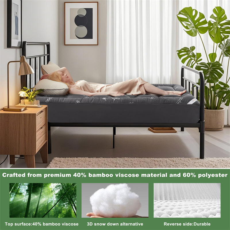 crafted from premium 40% bamboo viscose material and 60% polyester, gray