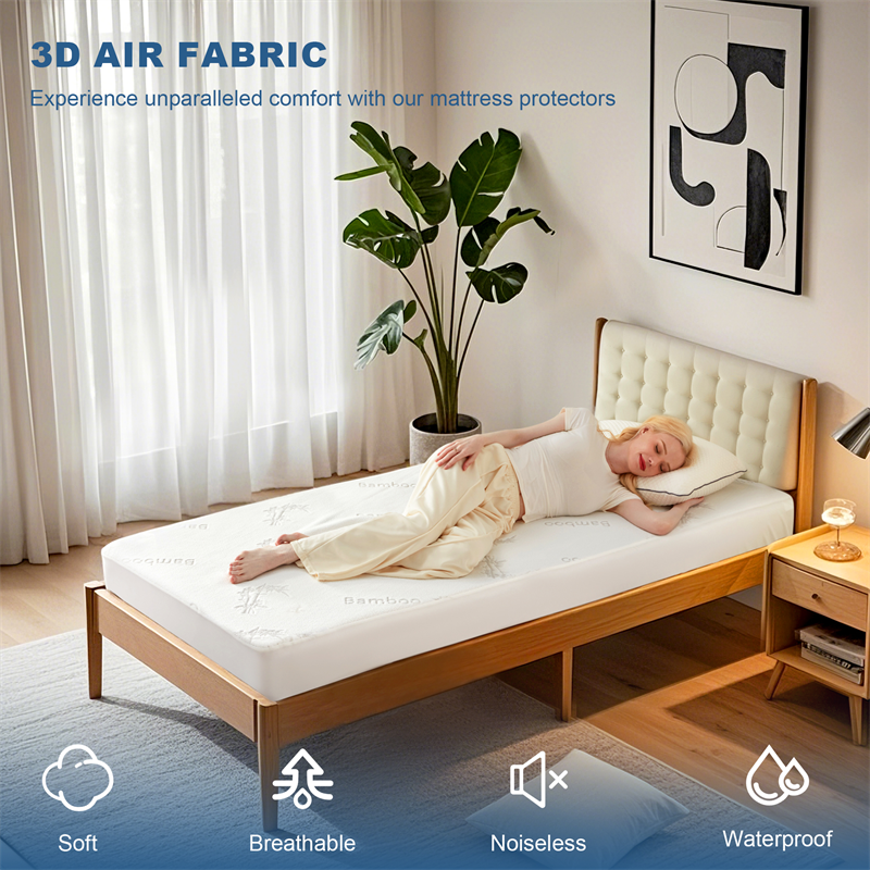 the mattress protector is made from 3D air fabric, bringing you unparalleled comfort, white