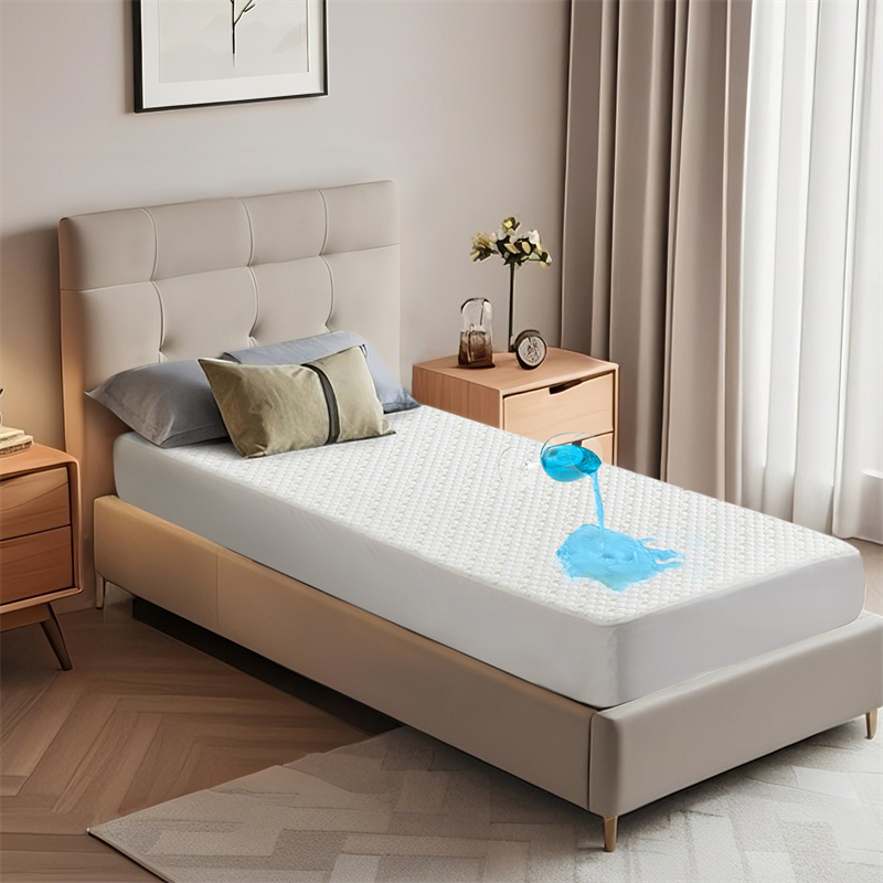 Bedlore single bed waterproof eco-fabric honeycomb print breathable mattress protector, green