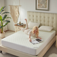 you can read books on this eco-fabric honeycomb print waterproof mattress protector, green