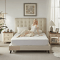 this bamboo fabric waterproof mattress protector is skin-friendly, white