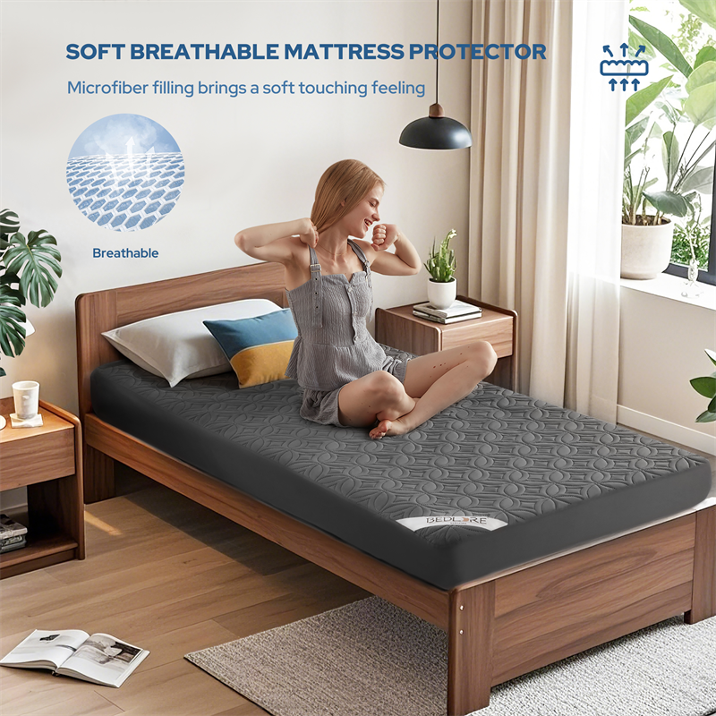 this soft, breathable mattress protector made from microfiber filling brings a soft, touchy-feeling, gray