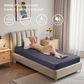 this mattress protector is breathable, waterproof, soft and noiseless to bring you a healthy sleep, navy blue