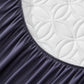 the pocket of this good luck charm print mattress protector, navy blue