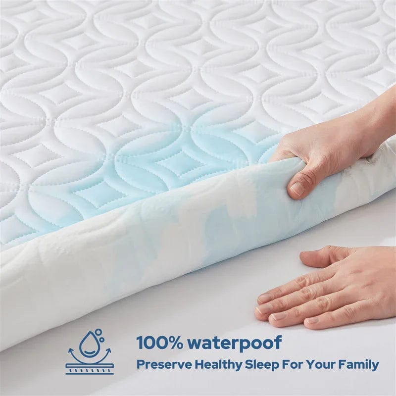 the mattress is 100% waterproof and aslo skin-friendly to preserve you a healthy sleep, white