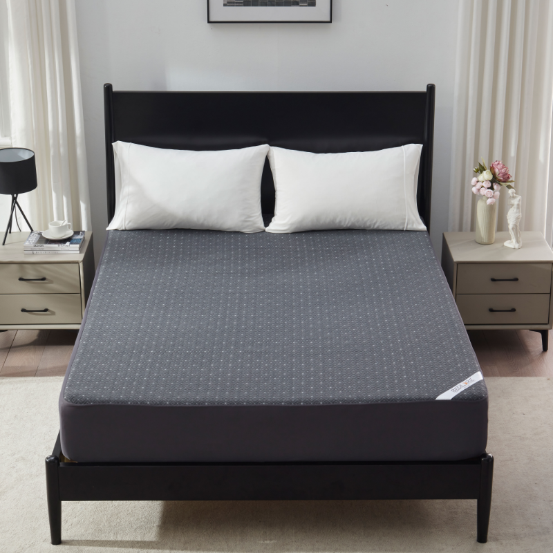 waterproof noiseless deep pocket solid color prismatic print mattress protector, gray