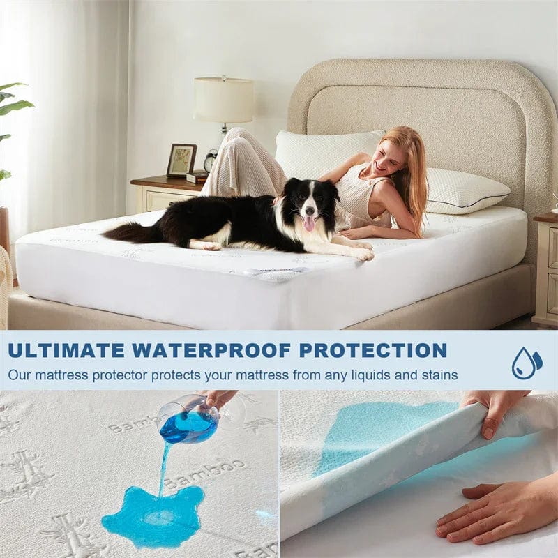 our mattress protector protects your mattress from any liquids and stains, white